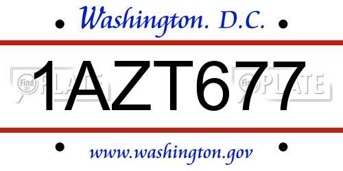1AZT677 District Of Columbia License Plate