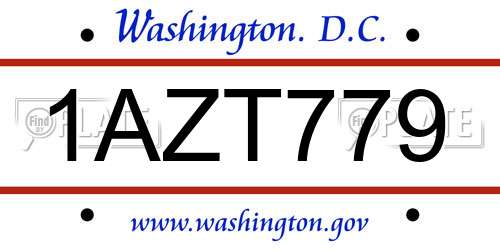 1AZT779 District Of Columbia License Plate