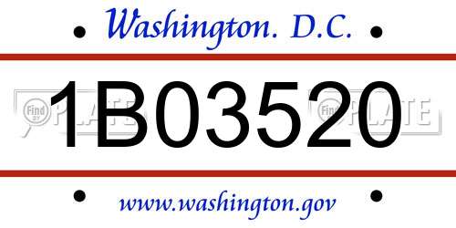 1B03520 District Of Columbia License Plate