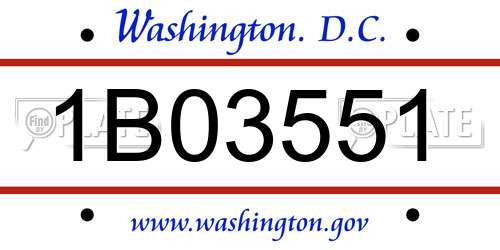 1B03551 District Of Columbia License Plate