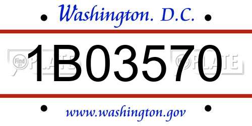 1B03570 District Of Columbia License Plate