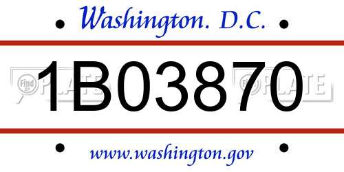 1B03870 District Of Columbia License Plate