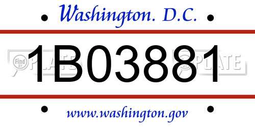 1B03881 District Of Columbia License Plate