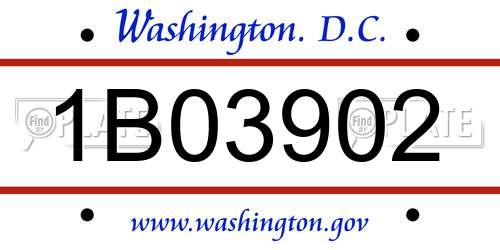 1B03902 District Of Columbia License Plate