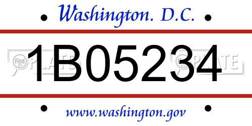 1B05234 District Of Columbia License Plate