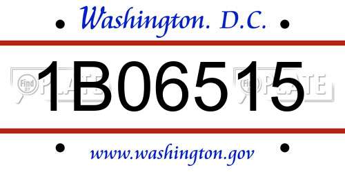 1B06515 District Of Columbia License Plate