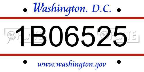 1B06525 District Of Columbia License Plate