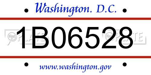 1B06528 District Of Columbia License Plate