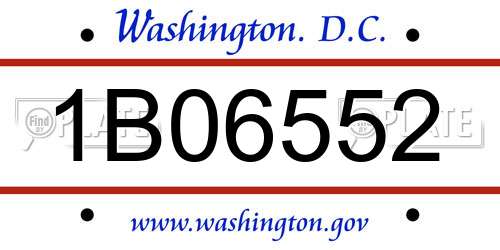 1B06552 District Of Columbia License Plate