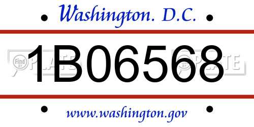 1B06568 District Of Columbia License Plate