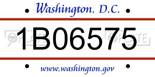 1B06575 District Of Columbia License Plate