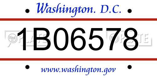 1B06578 District Of Columbia License Plate