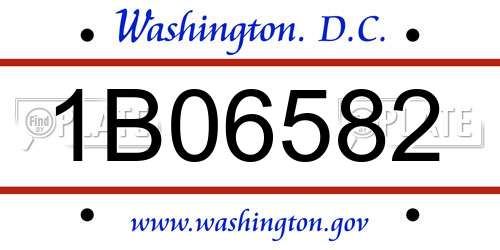 1B06582 District Of Columbia License Plate