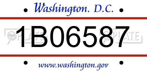 1B06587 District Of Columbia License Plate