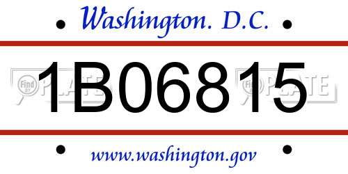 1B06815 District Of Columbia License Plate
