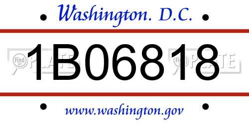 1B06818 District Of Columbia License Plate