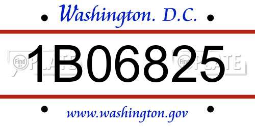 1B06825 District Of Columbia License Plate