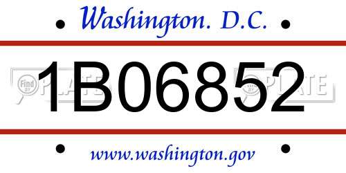 1B06852 District Of Columbia License Plate