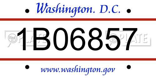 1B06857 District Of Columbia License Plate