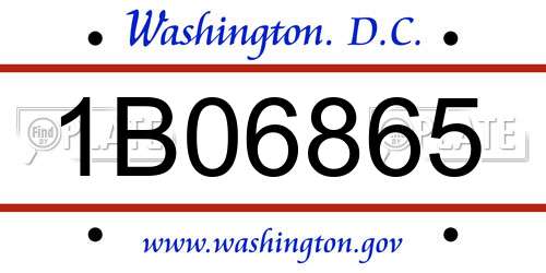 1B06865 District Of Columbia License Plate