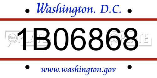 1B06868 District Of Columbia License Plate