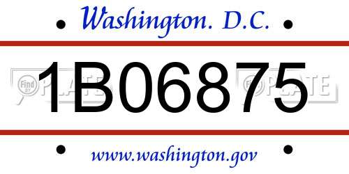1B06875 District Of Columbia License Plate