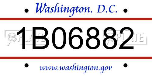 1B06882 District Of Columbia License Plate