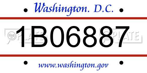 1B06887 District Of Columbia License Plate