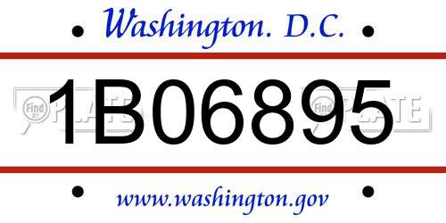 1B06895 District Of Columbia License Plate