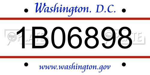1B06898 District Of Columbia License Plate