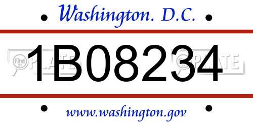 1B08234 District Of Columbia License Plate