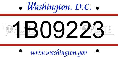 1B09223 District Of Columbia License Plate
