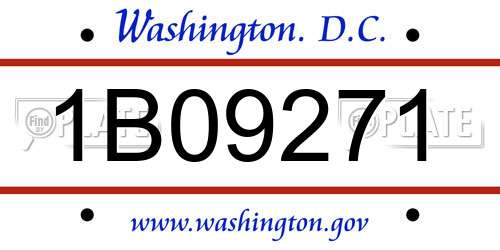 1B09271 District Of Columbia License Plate