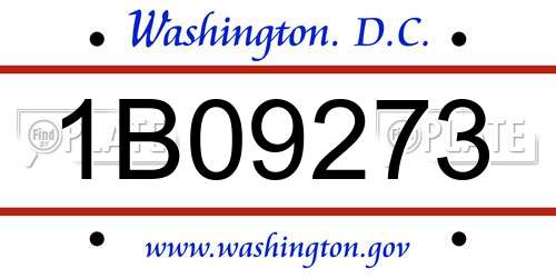 1B09273 District Of Columbia License Plate