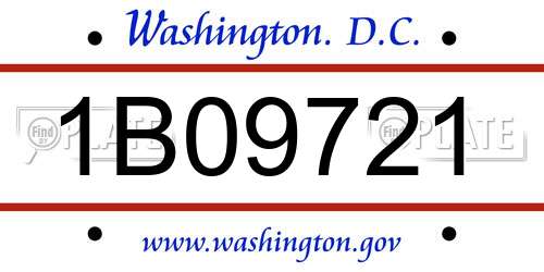 1B09721 District Of Columbia License Plate