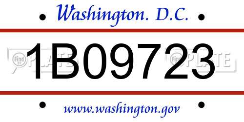1B09723 District Of Columbia License Plate