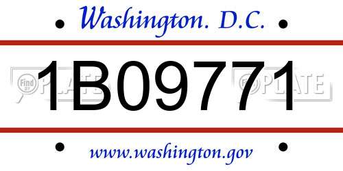 1B09771 District Of Columbia License Plate