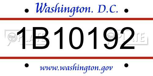 1B10192 District Of Columbia License Plate