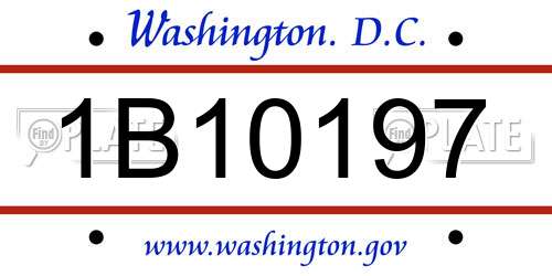 1B10197 District Of Columbia License Plate