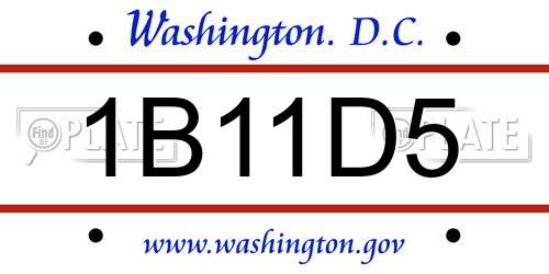 1B11D5 District Of Columbia License Plate