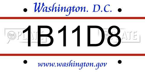 1B11D8 District Of Columbia License Plate