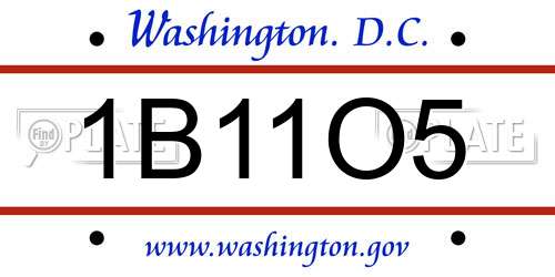 1B11O5 District Of Columbia License Plate
