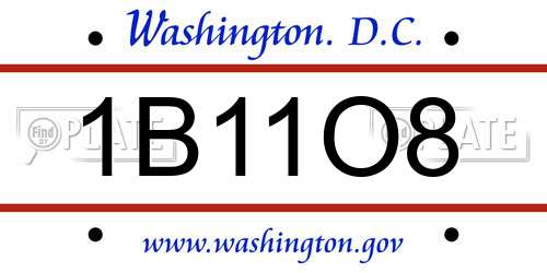 1B11O8 District Of Columbia License Plate