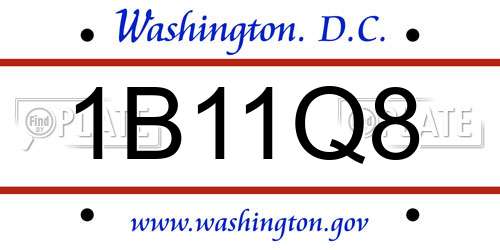 1B11Q8 District Of Columbia License Plate