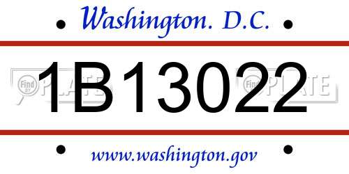 1B13022 District Of Columbia License Plate