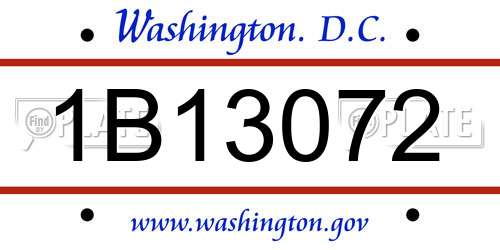 1B13072 District Of Columbia License Plate