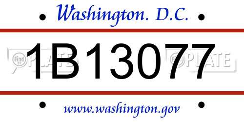 1B13077 District Of Columbia License Plate