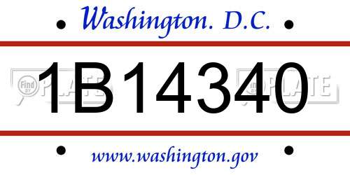 1B14340 District Of Columbia License Plate