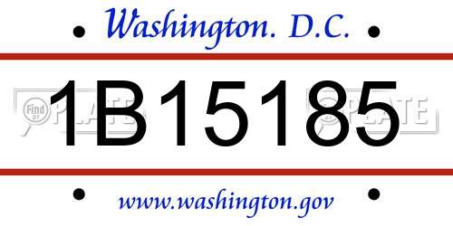 1B15185 District Of Columbia License Plate
