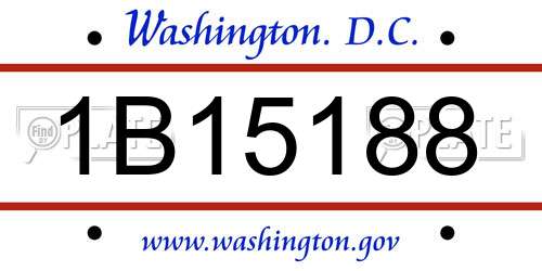 1B15188 District Of Columbia License Plate